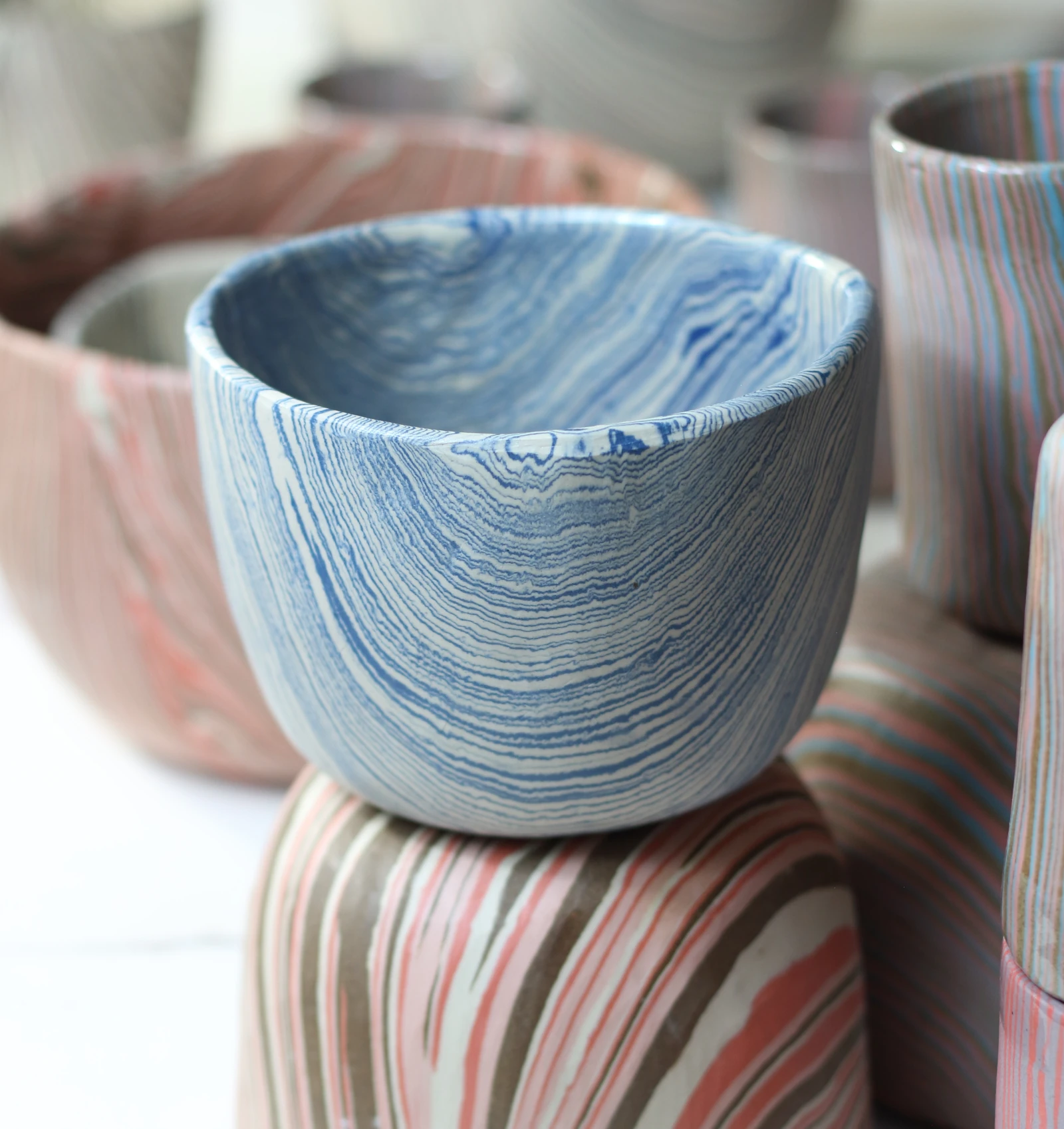 Small Nerikomi Bowl / Royal Blue - Image 2